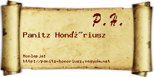 Panitz Honóriusz névjegykártya